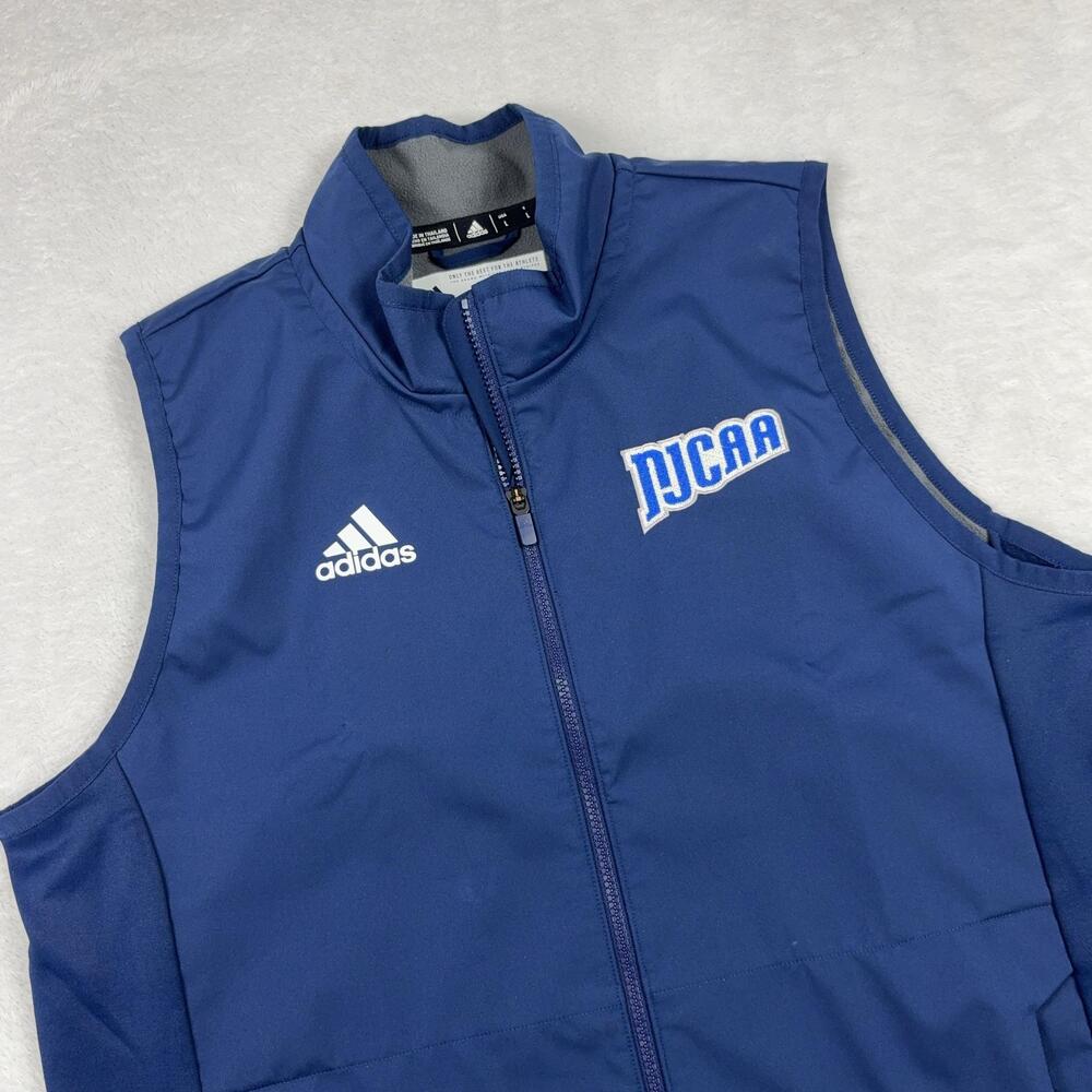 NJCAA Adidas Jacket Sleeveless Men L Blue Fleece Lined Full Zip Performance